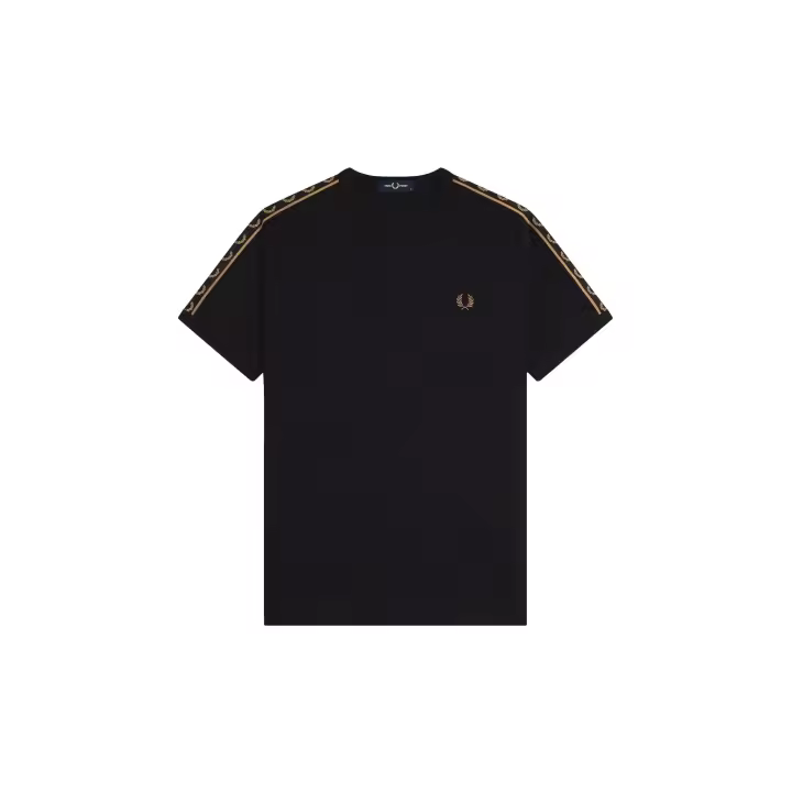 Fred Perry Taped Ringer T-Shirt Black / Shaded Stone - 1