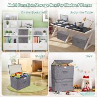 2 Piezas Cajas Organizadas con Tapa Cajas de Almacenamiento Plazas Fabricas en Tela con Asas Ideal Para Guardar Ropa, Zapatos, Ideal Para Guardar Juguetes, Ropa Y Cachivaches - details 3