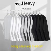 Camiseta Larga De Algodón Pesada 300g Para Hombres Y Mujeres Estilo Coreano Suéter Suelto Blanco Top Para Primavera Otoño - details 9