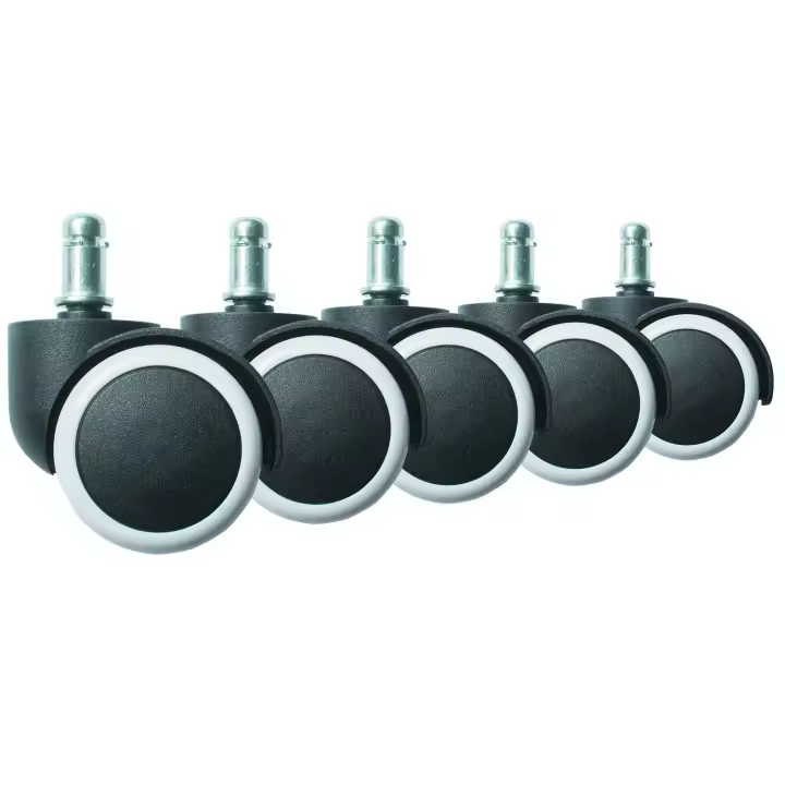Ruedas de goma para sillas de oficina 5 piezas blancas - 1
