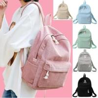 Mochila De Corduroy Para Mujer Diseño Escolar Con Rayas Bolsa De Viaje Para Adolescentes Mochila Deportiva Con Manijas Suaves Cierre De Cremallera - details 0