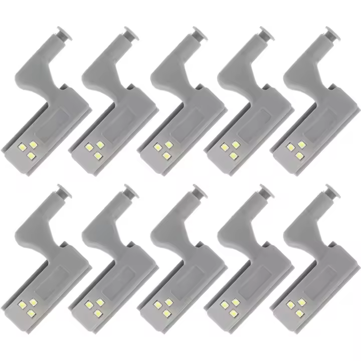 10 piezas de luz LED con sensor de bisagra universal para armarios, armarios, guardarropas, luces nocturnas - 1