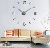 Reloj Pared DIY Horas 3D Grande Hasta 130 Cm. Diámetro Moderno Adhesivo Espejo Plateado Acrílico Gigante Enorme Decorativo Silencioso Digital Hogar Salón Cocina Dormitorio Peluquería Restaurante Bar Hotel Hostal Comercio Oficina Negocio - details 0