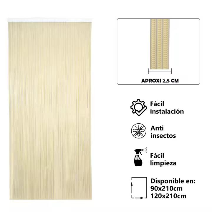 YUNIK HOME- Cortina Plana de PVC Anti insectos para Puerta Exterior o Interior, Material PVC – Libre de Insectos - 1