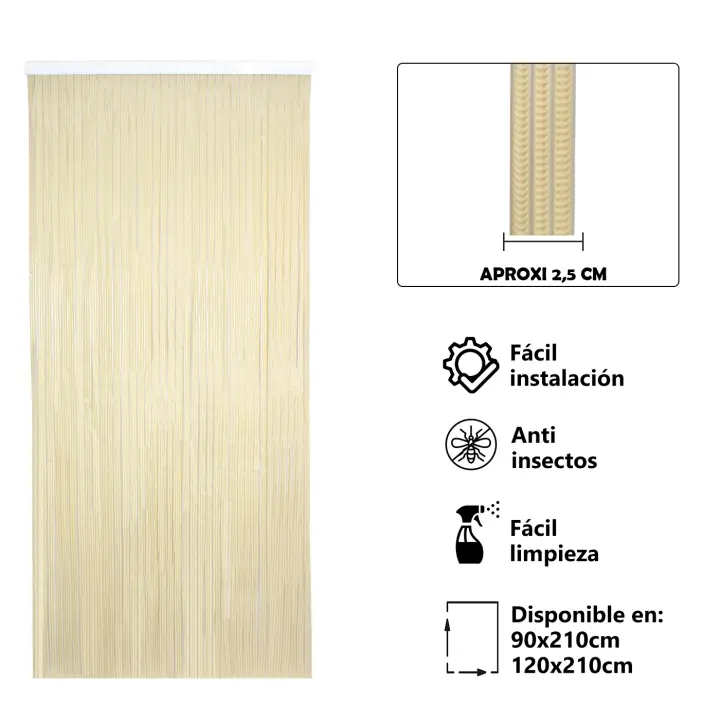 YUNIK HOME- Cortina Plana de PVC Anti insectos para Puerta Exterior o Interior, Material PVC – Libre de Insectos - 1