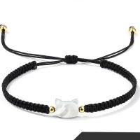 Pulsera De Gato Negro Y Blanco Ajustable Para Mujer Con Encanto De Luna Natural Y Obsidiana Diseño Sencillo Hecho a Mano Pulsera Lindo Gato Para Niñas - details 1