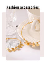Encanto Brazalete de lujo chapado en oro con diamantes de imitación de acero inoxidable para mujer, bonito colgante de corazón, accesorios de joyería de boda para niña - details 5