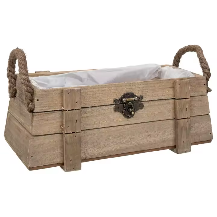 WANDERLUST DECO Cesto de madera con asas marrón 27x11x11h cm - 1