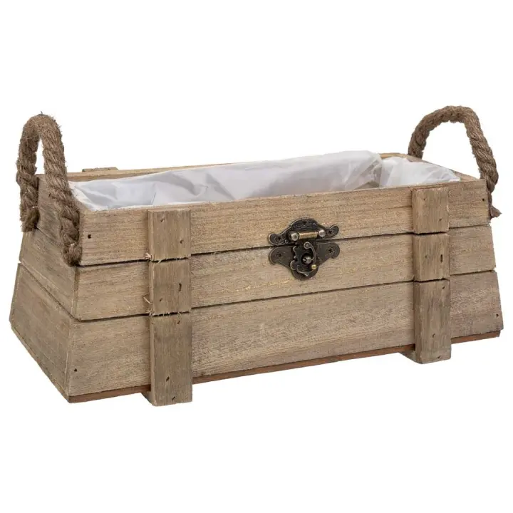 WANDERLUST DECO Cesto de madera con asas marrón 27x11x11h cm - 1