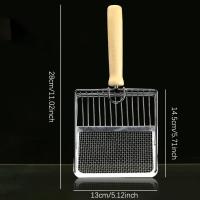 Shovel Para Basura De Gato De Acero Inoxidable Con Mango De Madera Fácil De Lavar Resistente Al Rusticidad Herramienta Para Limpieza Del Toilete De Gato - details 1