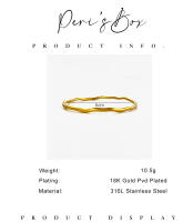 Pulsera Minimalista De Acero Inoxidable Peri'sbox En Color Oro Irregular Y Torcida Stackable Para Mujer Joyería Antirrota - details 1