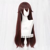 Pelucas De Sintética Genshin Impact Amber Cosplay Longa Marrón Recta Con Franja Resistente Al Calor Peluca De Uso Diario Tamaño Promedio - details 2