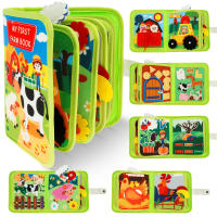 Juguete Educativo Montessori Para Niños Pequeños Tablero De Actividades Con Escena De Granja Y Animales Juego De Lectura Silencioso De Peluche Juguetes Sensoriales Interactivos Para Bebés - details 0