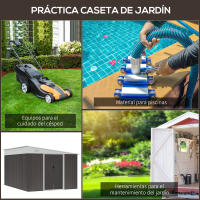 Outsunny Cobertizo de Jardín 280x345x201 cm 8,9 m² Caseta Exterior de Acero para Almacenamiento de Herramientas con Puerta y 2 Ventanas Gris - details 5