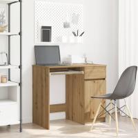 vidaXL Escritorio 86x49x76 cm madera de ingeniería en color Gris hormigón/Roble negro/Madera antigua y más | estructura resistente ideal para salón dormitorio o estudio - details 7
