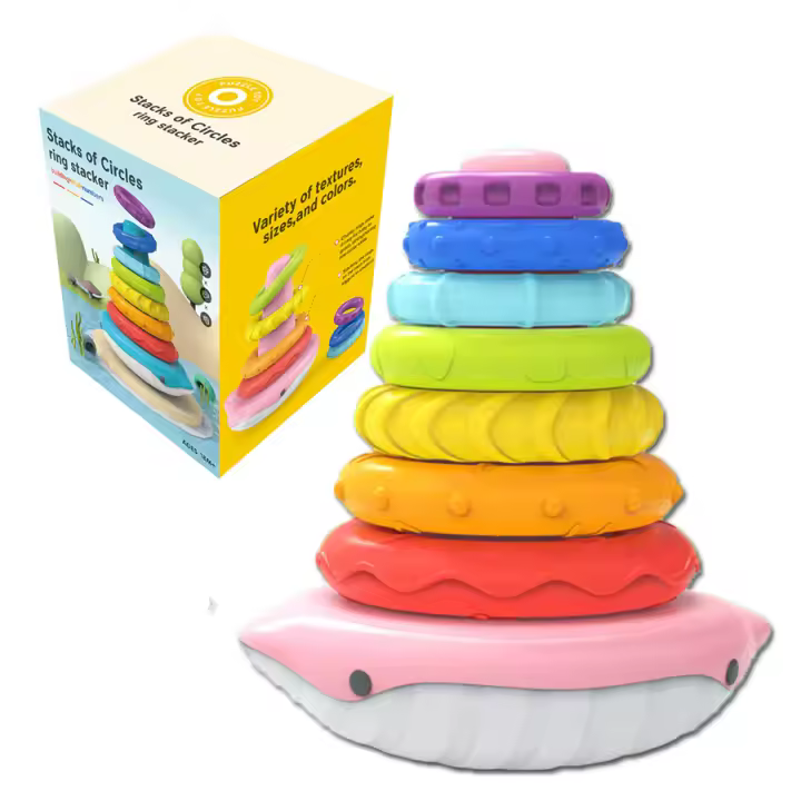 Juguete De Baño Montessori Delfín Arcoíris Con Campana Para Bebés Juego De Pila Flotante De Aprendizaje Temprano Regalo De Cumpleaños O Navidad Para Niños - 1
