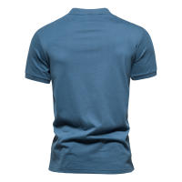 Nueva camiseta de manga corta de algodón puro con cuello en V y cremallera para hombre, camiseta deportiva bordada de color sólido para hombre - details 2
