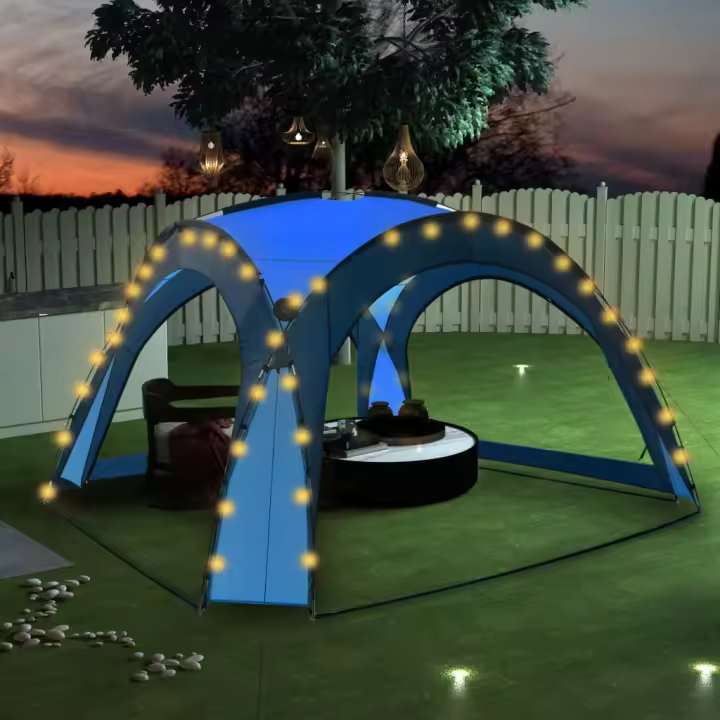 vidaXL Carpa de fiesta con LED y 4 paredes laterales azul 3,6x3,6x2,3m - 1