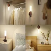 Luz Nocturna LED De Madera Con Sensor De Movimiento USB Recargable Dimmer 3 Temperaturas De Color Soporte De Pared Magnético - details 4