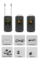 Micrófono Lavalier Inalámbrico UHF Doble Con 30 Canales Selección 30m Rango Para Grabación En Directo Cámara DSLR Y Teléfono Entrevista - details 20