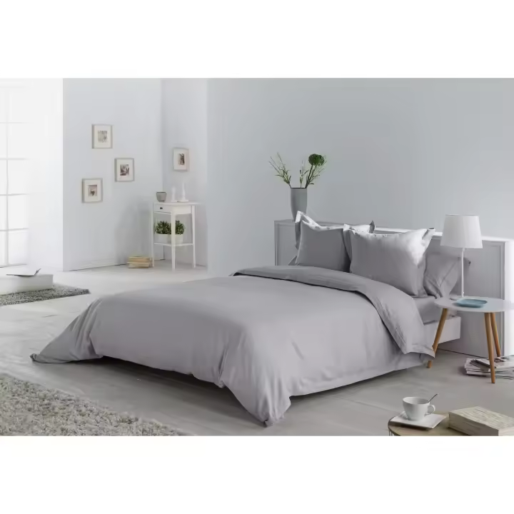 Juego de FUNDA NORDICA + 2 fundas de cojín dibujo en espiga color perla - Cama de 150 (5 piezas) - Tejido jacquard - 50% algodón / 50% poliéster. Gramage: 115 - Fijalo - 1