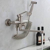Sola Manija Grifo de Cocina montado en la comparación con Ducha de mano, Con Pistola de pulverización, fregadero de Cocina, Grifo de Maple inoxidable, Agua Caliente/fría, bañera de Lavadería, Rotatab - details 1