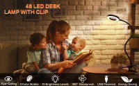 Lámpara De Escritorio Con 48 LEDs Luz De Lectura USB Ajustable En 3 Niveles Protección Ocular Gooseneck Flexible 360° Luz De Libro Para Cama - details 10