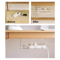 Organizador De Cables Con Enchufe Y Estante Soporte Para Escritorio Adhesivo Fuerte Almacenamiento De Cableado Madera Ecológica - details 1