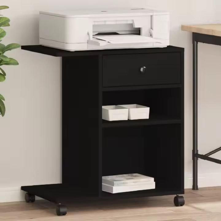 vidaXL Soporte para impresora con ruedas negro 60x40x68,5 cm - 1