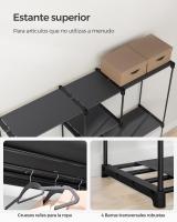 Armario guardarropa con perchero, barras, estantes de tela y estructura de metal, 182x43x182 cm - details 5