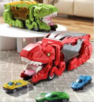 Gran Dinosaurio Devorando Coche Juguetes Tyrannosaurus Rex Aluminio Ejection Inercia Transporte Coche Juguete Para Niños Regalo De Cumpleaños - details 2