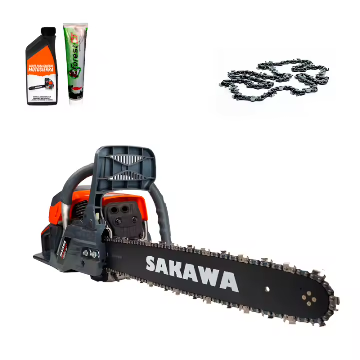 Motosierra Gasolina 48cc 18" + Aceite Engrase + Aceite Motor + Cadenas CS60T SAKAWA 48cc - 1