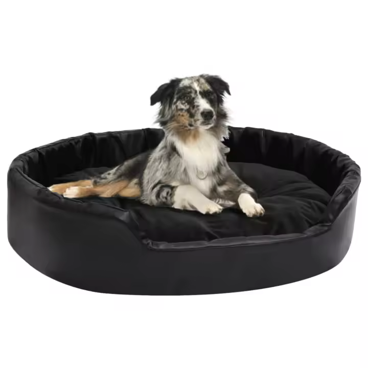 vidaXL Cama para perros felpa y cuero sintético negra 90x79x20 cm - 1