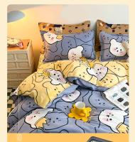 Four-piece bed sheet set quilt cover summer single student sanded single quilt cover cartoon bedding 1.5/1.8m bed four-piece set - details 0
