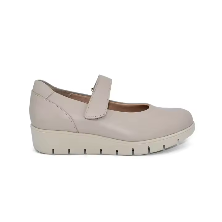 Chamby |Merceditas de piel beige| Mujer Piel Microfibra transpirable y termoreguladora Textil acolchada - 1