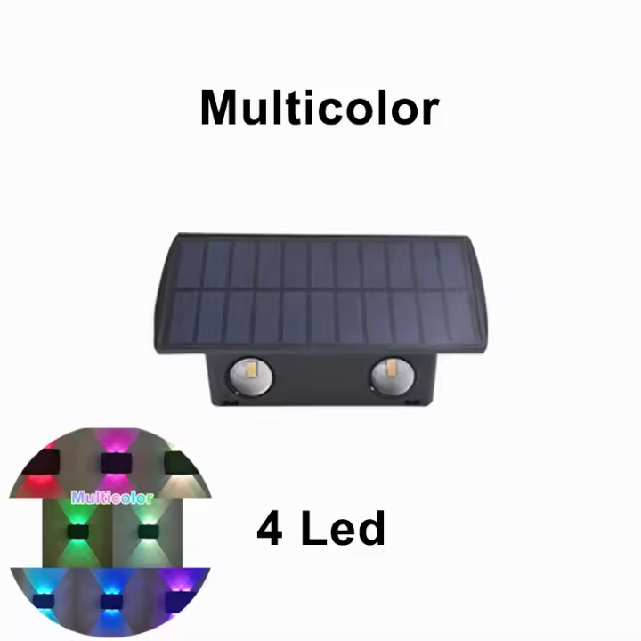Lámpara De Pared Solar LED Impermeable Para Jardín Patio Balcón Con 4/6 LEDs Iluminación De Valla Luz Moderna Auto-Contenida - 1