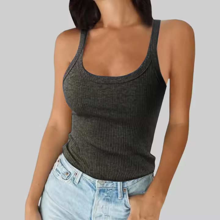 Camiseta Lisa para Mujer con Cuello Redondo – Mezcla de Licra, Estilo Retro Americano, Versátil y Sexy, Ideal para Ropa Interior y Exterior - 1