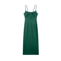 Vestido Midi De Manga Sin Mangas Para Mujer Estilo Casual Slim Con Diseño De Rotura Y Cintura Ajustada PB&ZA2024 Fashion Summmer - details 4