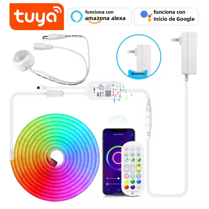 Tira De LED Neón RGB 12V Con Sensor De Movimiento Pir Interruptor Wifi Tuya Decoración Inteligente Para El Hogar APP Dimmable Flexible Tape Silicone - 1