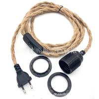Cable Torcido De Hemp Con Enchufe EU E27 Soporte Para Lámpara Industrial Retro Para Lámparas Colgantes AC 85-265V - details 2