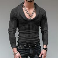 Camiseta De Hombre INCERUN Color Sólido Cuello Alto Manga Larga Tejida Casual Streetwear Fitness Moda Masculina Top - details 3