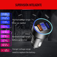 TEMCO Cargador Mechero Coche LCD Doble USB A, Carga rapida 2.4A 17W Doble Puerto USB A, Adaptador 2 USB A Automóvil Teléfono Movil Tablets Compatible con Apple iPhone Samsung Huawei Xiaomi (Black) con Pantalla led para voltaje del coche - details 1