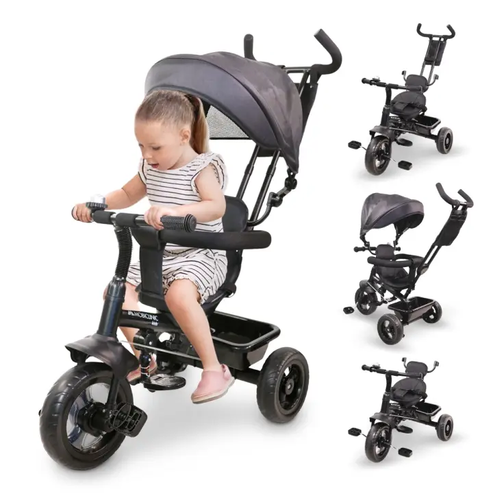 Triciclo evolutivo 3 en 1 Mobiclinic Seguro Cómodo y práctico Diseño ajustable Negro Lulu - 1