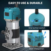 Máquina enrutadora de madera de 800W, recortadora eléctrica para carpintería, herramientas de corte de fresado de tallado de madera de 1/4 pulgadas, 30000RPM, herramientas eléctricas de carpintero - details 4