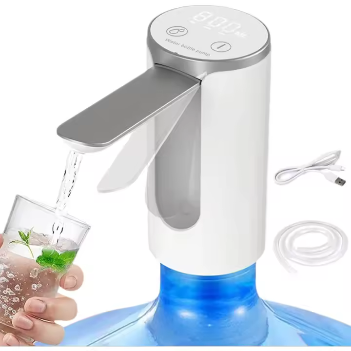 Bomba De Agua Eléctrica Para Botella Recargable Con Pantalla LED Y Dispensador Automático Plegable Para Escritorio Bomba De Agua Con Botón Táctil Y 3 Configuraciones De Cantidad - 1