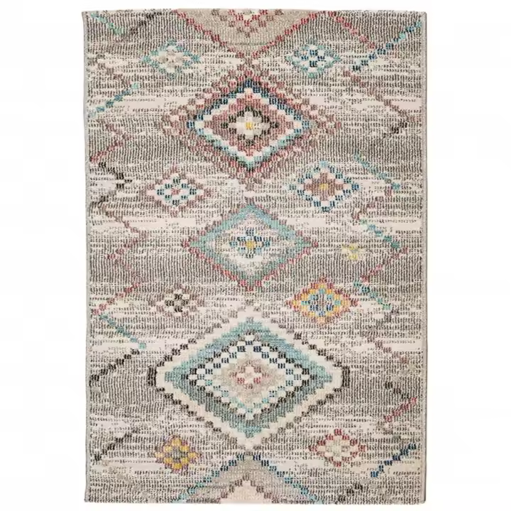 vidaXL Alfombra de interior/exterior diseño vintage ARBIZU 160x230 cm Color Rosa,  Multicolor,  Gris claro y mas Alfombras de área  Alfombra de Piso para Sala de Estar Dormitorio Habitación Salón - 1