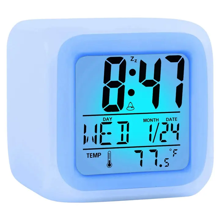 Reloj despertador Digital de viaje para dormitorio de niño y niña, relojes pequeños de mesita de noche de escritorio, pantalla de hora/fecha, luz LED nocturna con repetición - 1