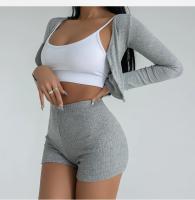 Shorts De Running Para Mujer HELIAR Cintura Alta A-line Delgados De Punto Estilo Casual Verano Slim Bodycon Trousers - details 13