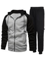Chaqueta con capucha de dos piezas de otoño e invierno para hombre + mono, traje deportivo informal para hombre - details 17