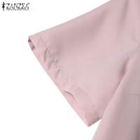 Vestido Elegante De Verano Para Mujer ZANZEA Con Manga Corta Estilo Trabajo OL Vestido Casual De Rodilla Solido Adecuado Para Fiestas Y Trabajo - details 13